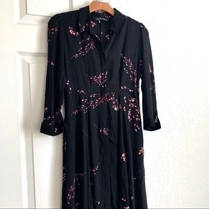 Maxi Zara FLORAL shirtdress with long sleeves